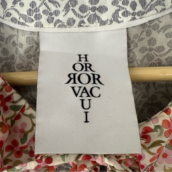 Horror Vacui Floral Blouse Sz M Scalloped Ruffle Collar Spring - Picture 4 of 11